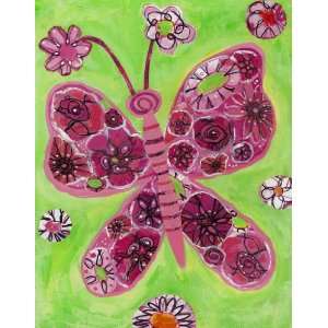  Pink and Green Butterfly Print: Home & Kitchen