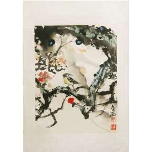 Contemporary Chinese Sumi e Brush Painting Art, Watercolor on Paper 