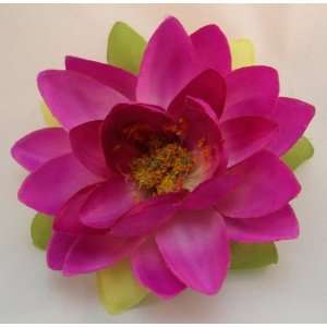  NEW Purple Fushia Water Lily Lotus Hair Flower Clip 