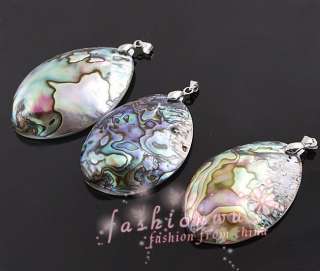 New Pretty Bulgy Ellipse Abalone Shell Pendant 1  