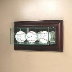   : Triple Baseball Wall Mounted Glass Display Case: Sports & Outdoors