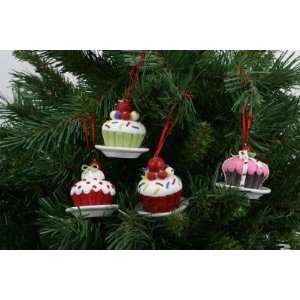  Cupcake Christmas Ornament Holiday Tree Decor Cute Pink 