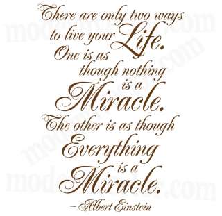 Einstein Life Miracle Quote Vinyl Wall Quote Decal  