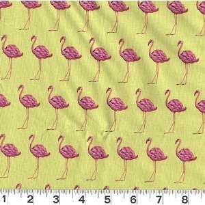  45 Wide Flamingo Stripe Lime Fabric By The Yard: tina 
