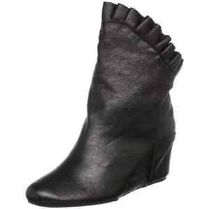   Ruffle Edge Leather Covered Wedge Ankle Bootie 9.5 10M NNB  