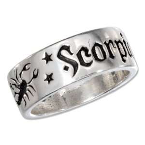  Sterling Silver Scorpio Zodiac Band Ring: Jewelry