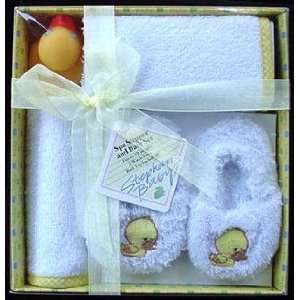  Rubber Ducky Baby Spa Gift Set ~ Slippers, Washcloths, and 