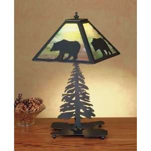  21H Black Bear At Stormy Sunset Table Lamp: Home 