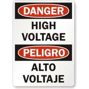  Danger: High Voltage, Peligro Alto Voltaje Aluminum Sign 
