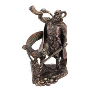  9 1/2 Inch Norse God Heimdall Bronzed Finish Statue Pagan 