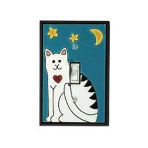  Folk Art Cat Ceramic Switch Plate / 1 Toggle: Home 