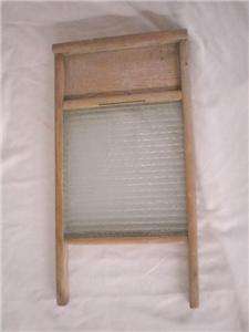 Antique GLASS WASHBOARD Dovetailed Corners Primitive Country Rustic 