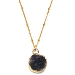    Pendant Necklace With Gold Dipped Amethyst Druzy Crystal: Jewelry