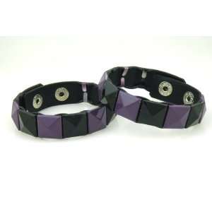  Black Purple Pyramid Stud Wristband Gothic Deathrock 