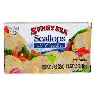 Sunny Sea Boiled Scallops, in Water, Salt added, 3 Ounce Cans (Pack of 