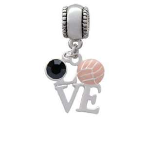 Silver Love with Pink Volleyball or Water Polo Ball European Charm 