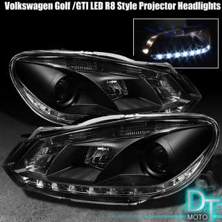 2010 + VW GOLF GTi DRL LED PROJECTOR HEADLIGHTS BLACK  