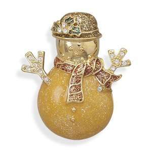  14 Karat Gold Plated Snowman Fashion Pin Jewelry
