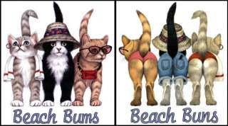 NEW ~ SWEATSHIRT ~ BEACH BUM CATS ~ SIZES S   5XL  