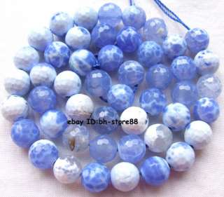 8mm blue crab Agate round faceted loose Beads 15  