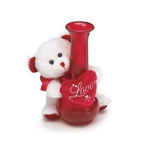  White Vase Hugger Bear with Love Heart 5.5 Plush [Toy 