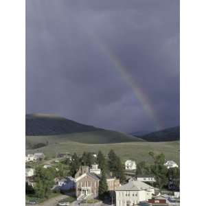  Rainbow behind Old Mining Town of Virginia City, Montana 