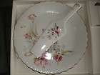 VINTAGE ANDREA BY SADEK #8706 VICTORIAN ROSE CAKE PLATE WITH KNIFE 
