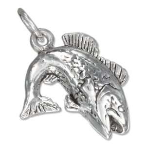  Sterling Silver Large Mouth Bass Charm Jewelry