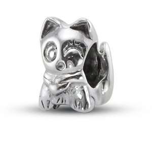  Sterling Silver Animated Cat Charm Jewelry