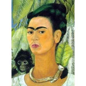    Portrait with Monkey Frida Kahlo Hand Painted Art