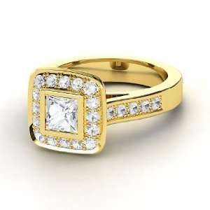    Michele Ring, Princess White Sapphire 14K Yellow Gold Ring Jewelry
