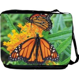 Rikki KnightTM Orange Butterfly on Lantana Flower Design Messenger Bag 