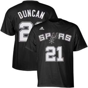 adidas San Antonio Spurs #21 Tim Duncan Black Player T shirt  