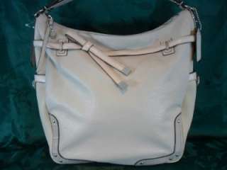 COACH PUTTY WHITE PINNACLE LEATHER ALLIE TOTE  
