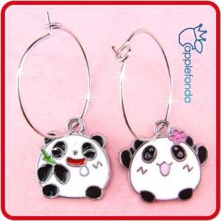 E1220 Cute Fashion alloy metal dangle earrings panda boy and girl 