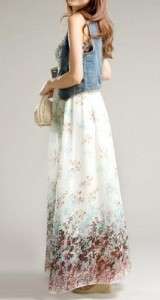 NEW Spring Summer Floral Empire Waist Maxi Dress WHT  