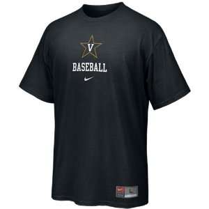  Nike Vanderbilt Commodores Black Baseball Practice T shirt 