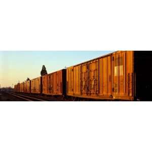 Freight Train on the Railroad Tracks, Central Valley, California, USA 