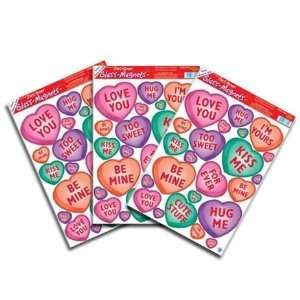 Valentine Candy Heart Glass Clings 12in. x 17in. Pkg/3
