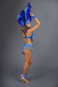 LAS VEGAS SHOWGIRL DANCER Womens Two Tone Blue GLITTER COSTUME 8 Pcs 