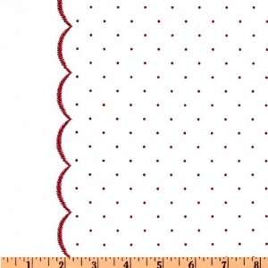  44 Wide Whitewash Polka Dot Ivory/Red Fabric By The Yard 
