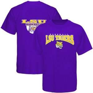  NCAA LSU Tigers Half Baseball Graphic T shirt   Purple 