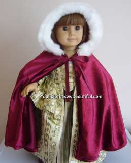 Doll Clothes Fit American Girl Elizabeth Fur Hood Cloak  