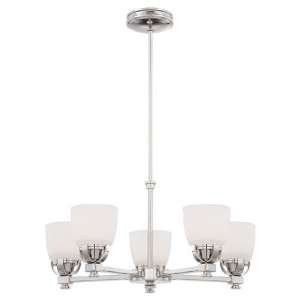   25ö Polished Nickel Chandelier with Etched White Glass Shade 1505 613