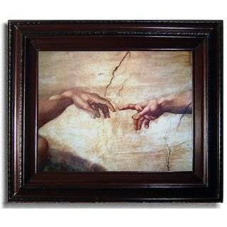 Creation of Adam (Detail) by Michelangelo Mahogany Framed Premium 