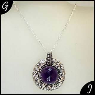   Pendant MOON .925 Sterling Silver Purple Amethyst Gemstone  