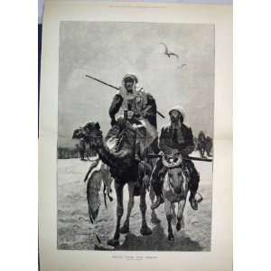    1884 Arab Camel Man Horse Desert Dead Bird Fine Art