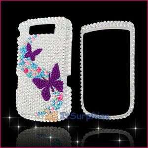 Bling Diamond Purple Butterly Full Hard Case Cover For Blackberry 