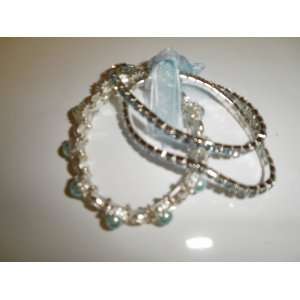  Czech Rhimestone Crystal Bracelets W/faux Pastel Blue 