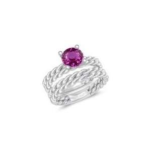  1.01 Cts Pink Sapphire Solitaire Engagement Ring & Wedding Band 